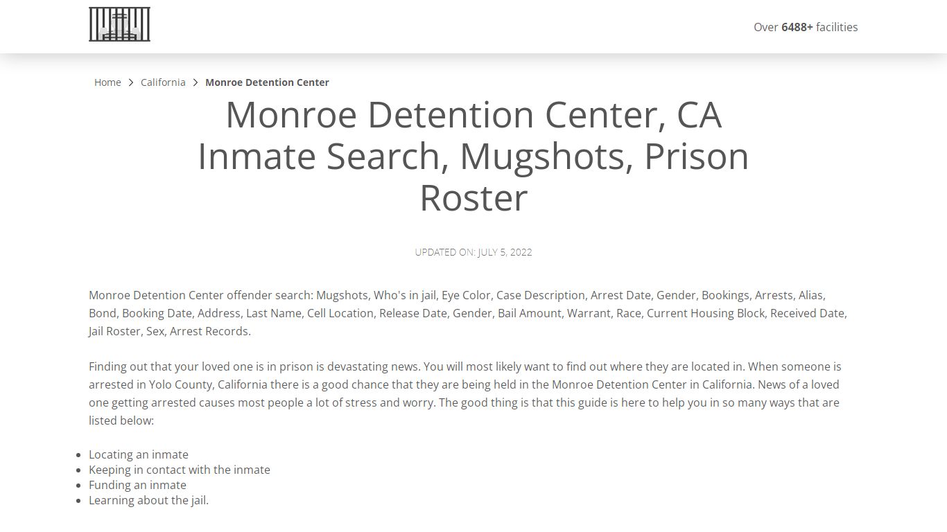 Monroe Detention Center, CA Inmate Search, Mugshots ...